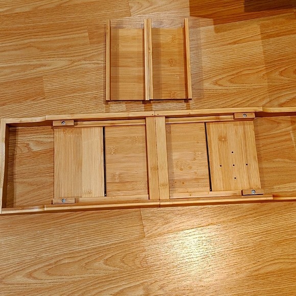 Luxury Bamboo Bathtub Tray with Wineglass Holder - Picture 4 of 4
